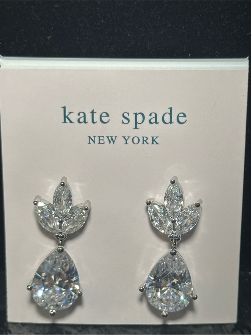 Kate Spade New York Crystal Marquise & Pear Drop Statement Earrings| Silver Tone